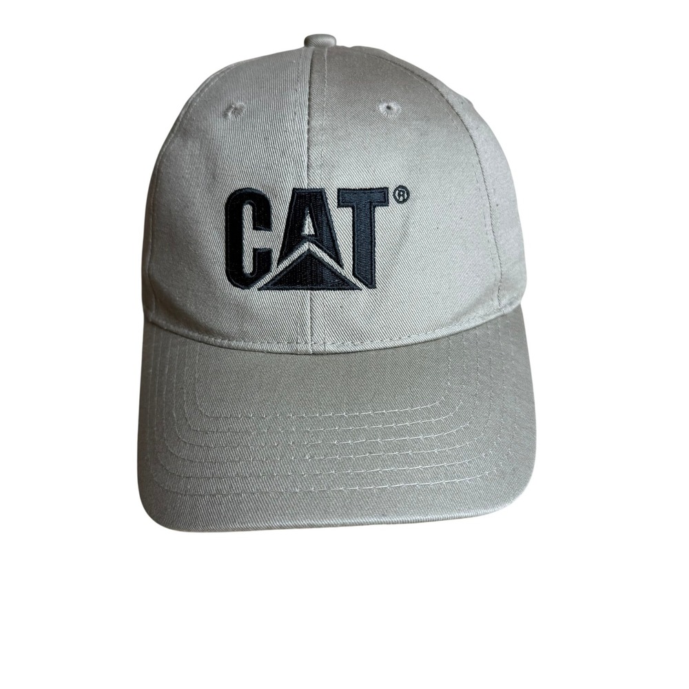 CAT Logo Hat Khaki Strapback Adjustable Workwear Trucker Cap